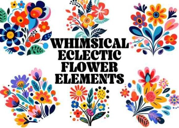 Download Whimsical Eclectic Flower Elements - Eclectic Collection