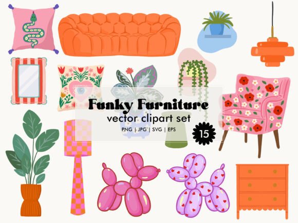 Download Funky Furniture Clipart SVG PNG Bundle - Bundle Collection