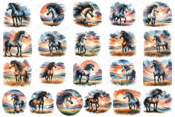 Download Majestic Horse Watercolor Clipart Bundle - Bundle Collection