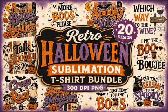 Download Retro Halloween PNG TShirt Design Bundle - Bundle Collection