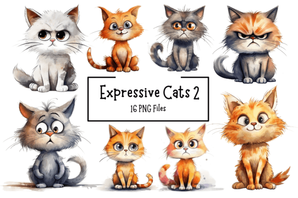 Download Funny Expressive Cats 2 Clipart Bundle - Bundle Collection