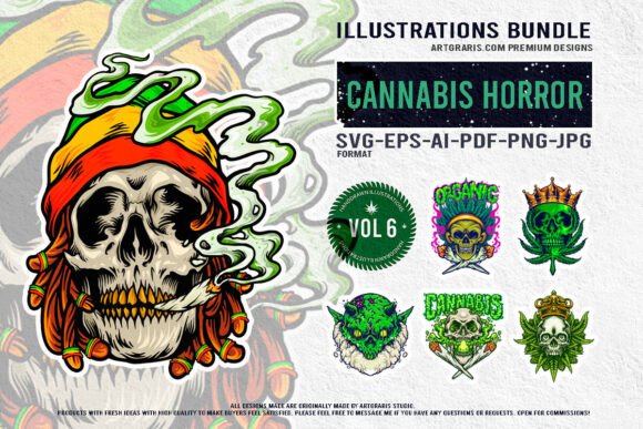 Download Eclectic Cannabis Themed Skull Bundle - Bundle Collection