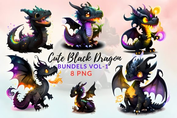 Download Cute Black Dragon Clipart Bundles 02 - Bundle Collection