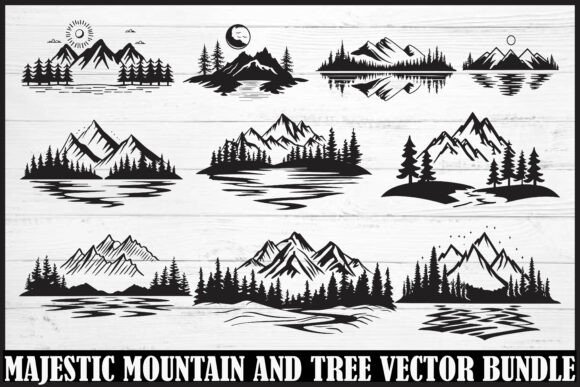 Download Majestic Mountain and Tree Vector Bundle - Bundle Collection