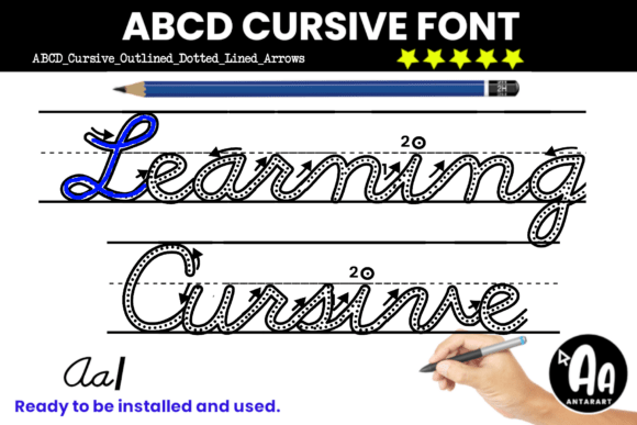Download Abcd Cursive Outline Dotted Arrows Lined - Abc Collection