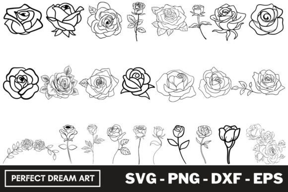 Download Roses Silhouette Bundles Outline - Bundle Collection