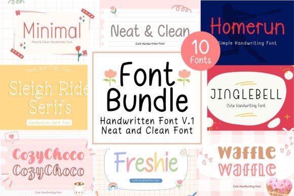 Download Neat &amp; Clean Handwritten Font Bundle V.1 - Bundle Collection
