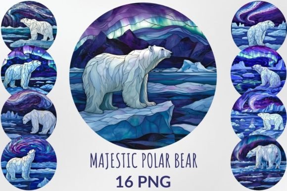 Download Stained Glass Majestic Polar Bear Bundle - Bundle Collection